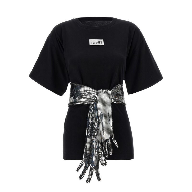 Mm6 Maison Margiela Black Cotton Women's T-Shirt